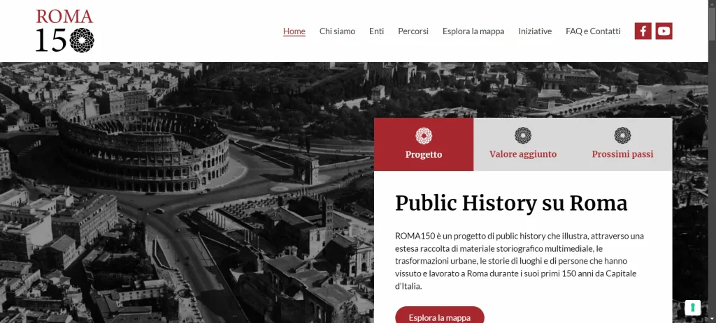 La home page del sito di ROMA150